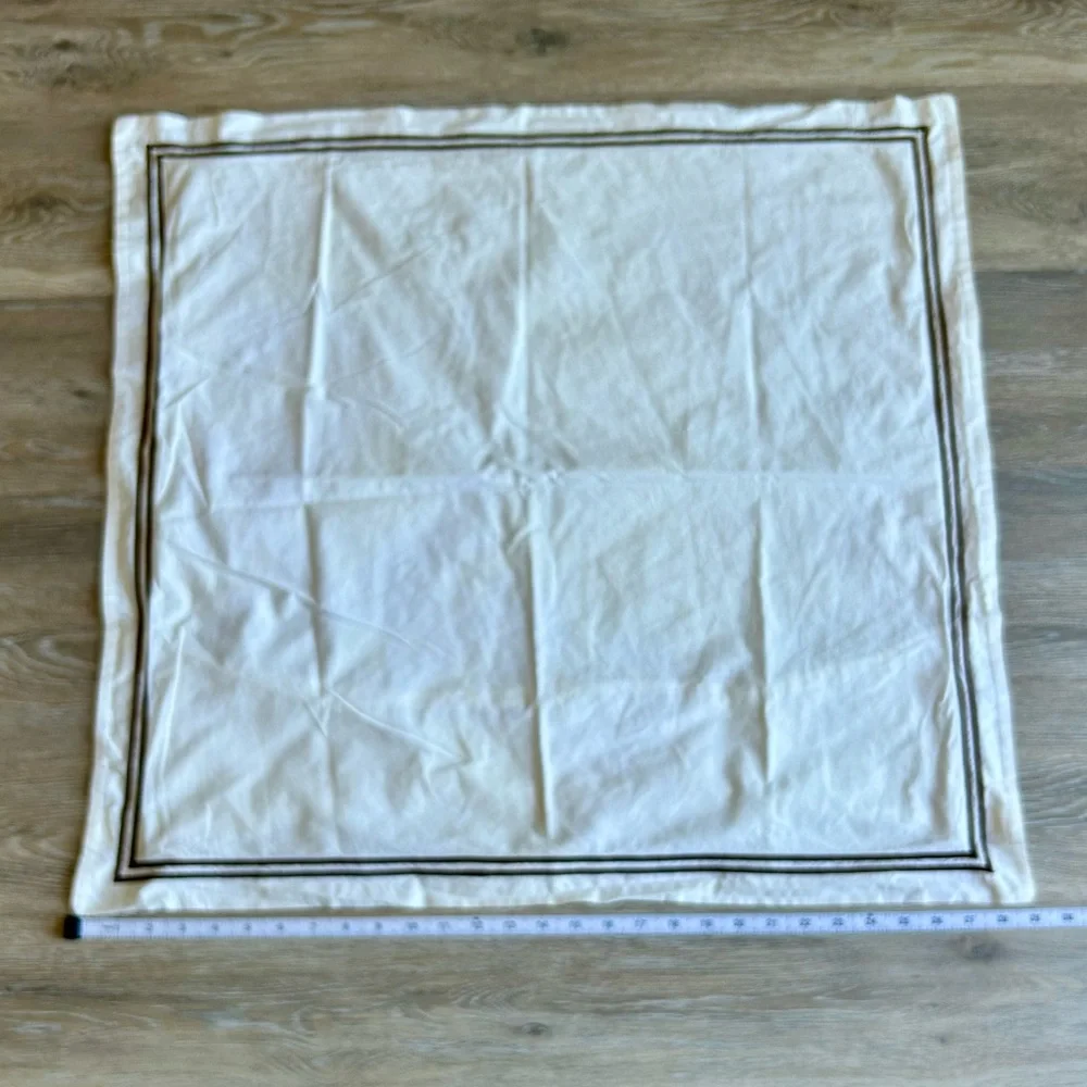 Restoration Hardware Italian Hotel Satin Stitch White Euro Sham Brown Stitching